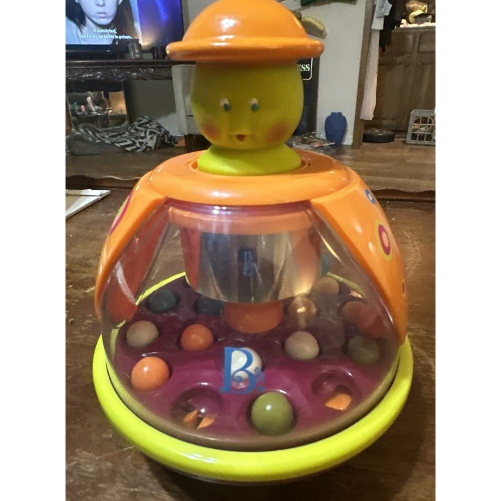 B Toys Poppitoppy Ball Popper Toy - Top Spinning Toys for Toddlers - Push Down